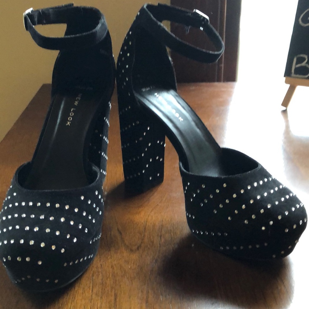 Platform heels crystal studs